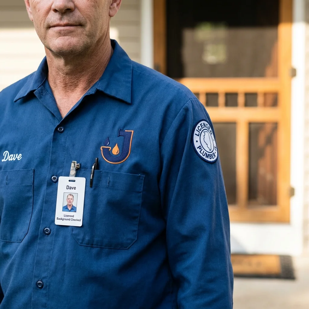 Licensed plumber showing ID badge in El Cerrito, CA
