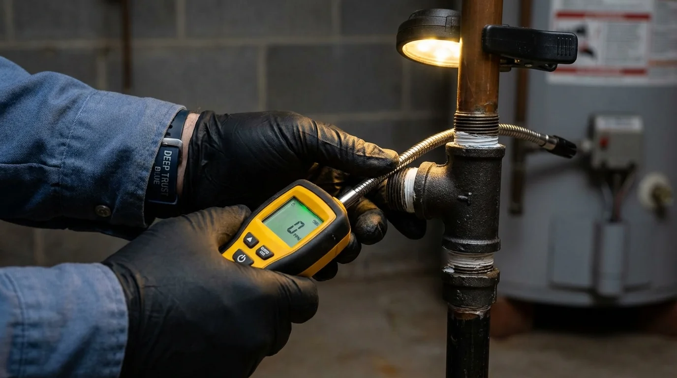 Gas leak detection with electronic sniffer by Johns Plumbing LLC in El Cerrito