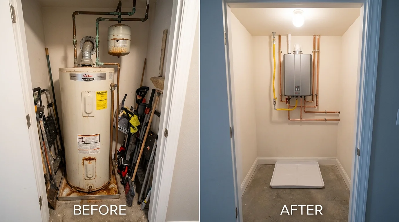 Tank water heater versus wall-mounted tankless unit comparison for El Cerrito, CA homeowners