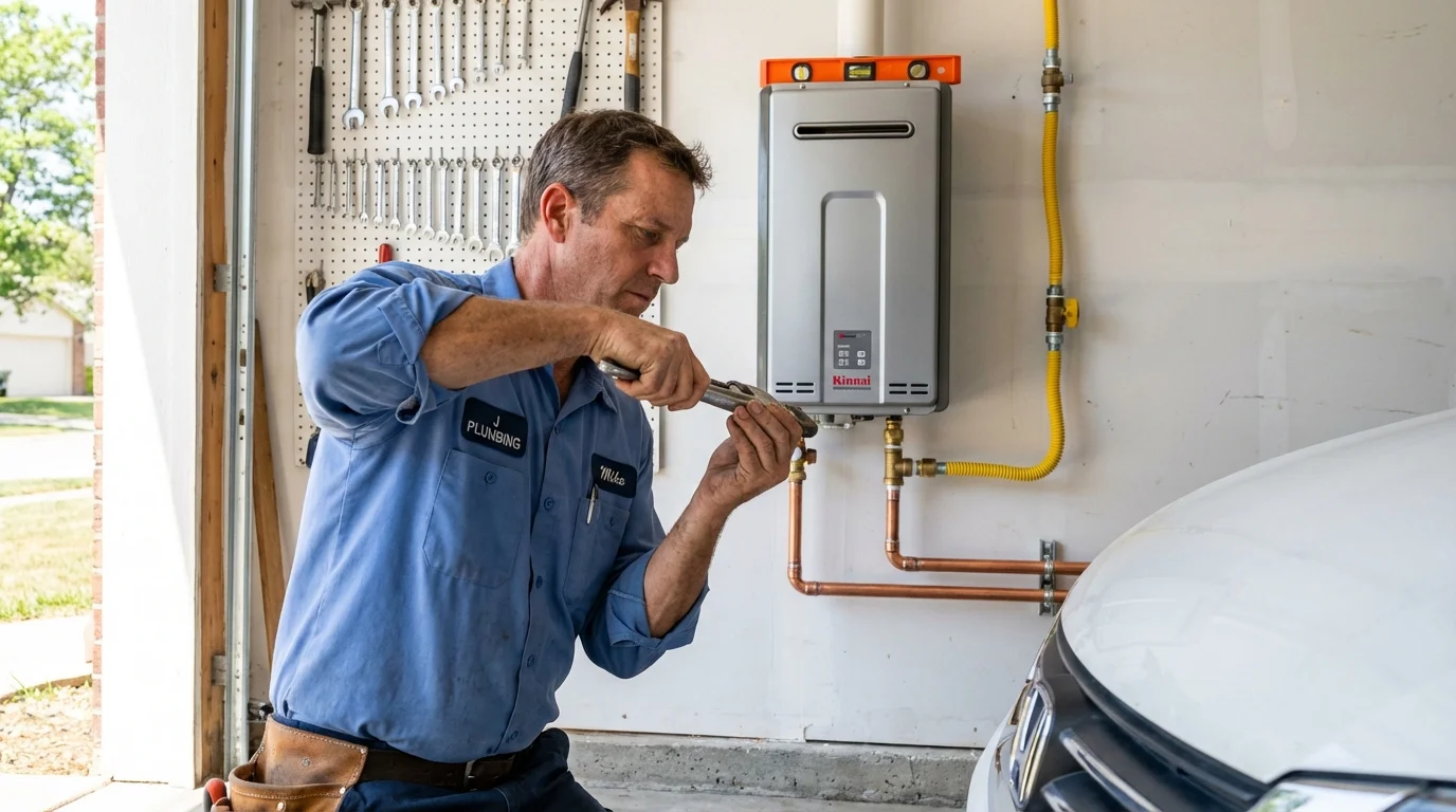 Tankless water heater installation by a Johns Plumbing LLC plumber in El Cerrito